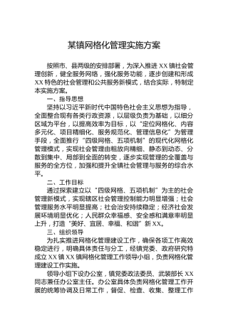 某镇网格化管理实施方案