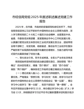 市经信局党组2025年度述职述廉述党建工作报告