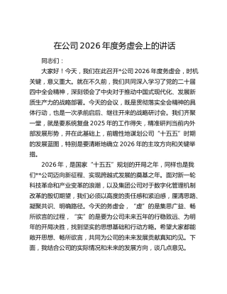 在公司2026年度务虚会上的讲话