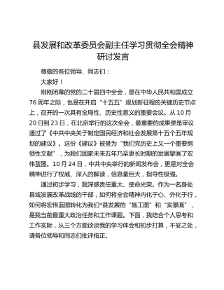 县发展和改革委员会副主任学习贯彻四中全会精神研讨发言