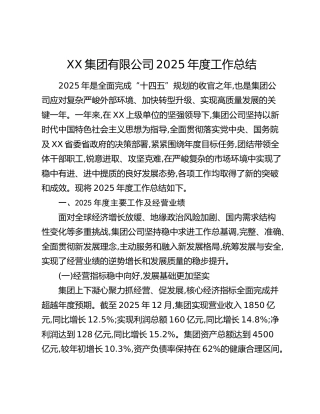 XX集团有限公司2025年度工作总结