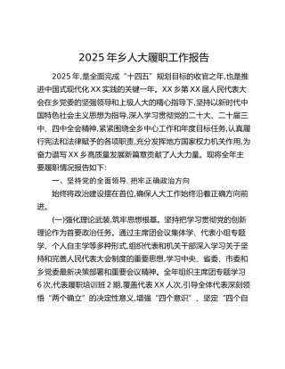 2025年乡人大履职工作报告