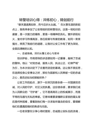转警培训心得：淬炼初心，铸剑前行