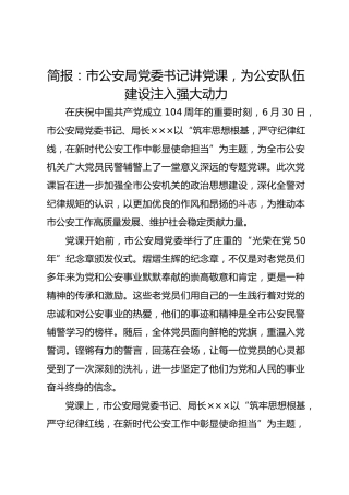 简报：市公安局党委书记讲党课，为公安队伍建设注入强大动力