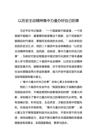 以历史主动精神集中力量办好自己的事