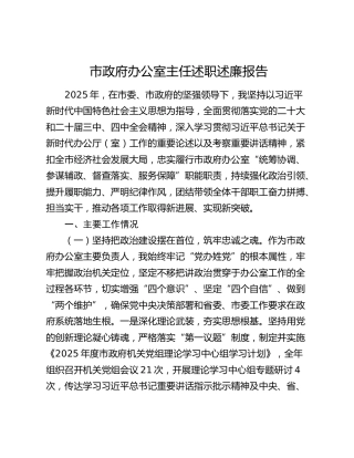 市政府办公室主任2025年度述职述廉报告