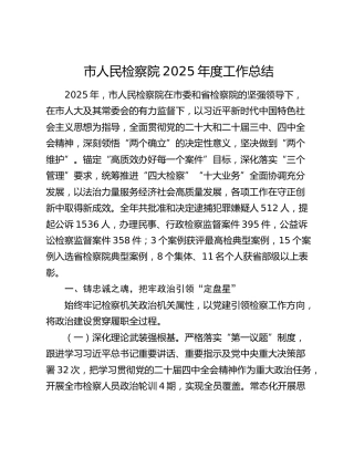 市人民检察院2025年度工作总结