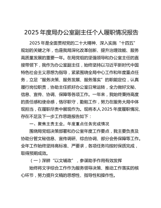 2025年度局办公室副主任个人履职情况报告