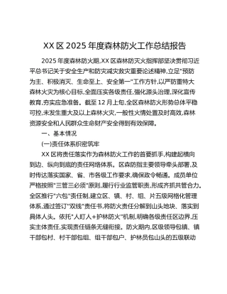 XX区2025年度森林防火工作总结报告 (2)