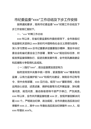 市纪委监委“十四五”工作总结及下步工作安排