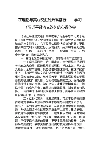 在理论与实践交汇处砥砺前行——学习《经济文选》的心得体会