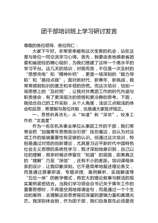 团干部培训班上学习研讨发言