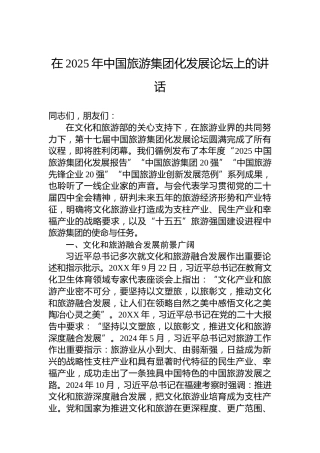 在2025年中国旅游集团化发展论坛上的讲话