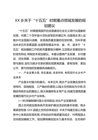 乡镇“十五五”时期重点领域发展的规划建议