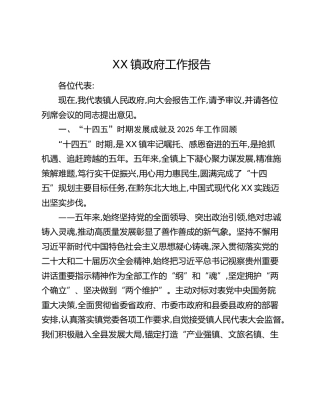 XX镇政府工作报告