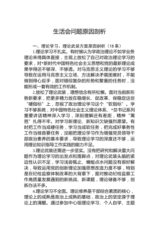 民主生活会、组织生活会问题原因剖析素材26000字