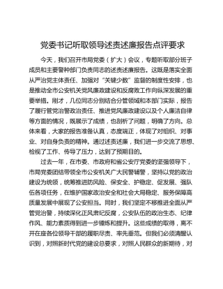 党委书记听取领导述责述廉报告点评要求
