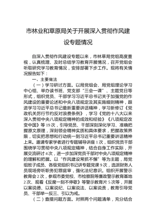 市林业和草原局关于开展深入贯彻作风建设专题情况