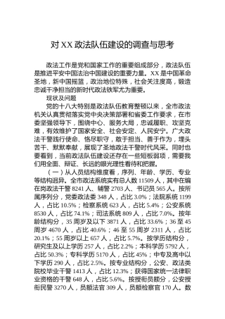 对XX政法队伍建设的调查与思考