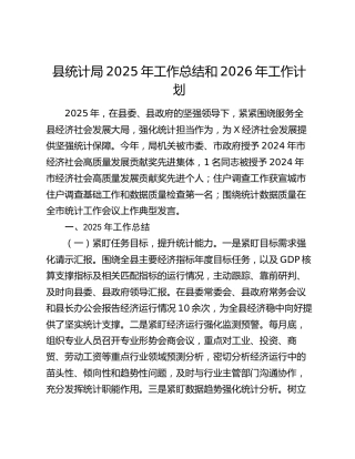 县统计局2025年工作总结和2026年工作计划（2）