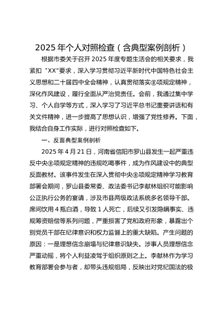 2025年个人对照检查（含典型案例剖析）