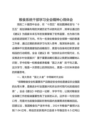 粮食系统干部学习全会精神心得体会