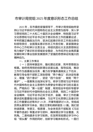 市审计局党组2025年度意识形态工作总结