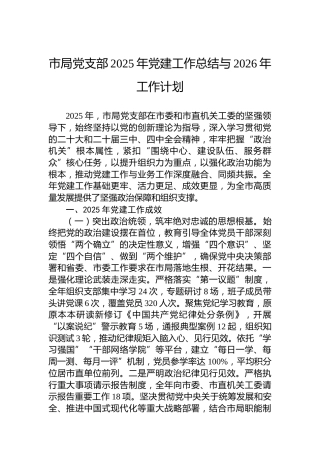市局党支部2025年党建工作总结与2026年工作计划