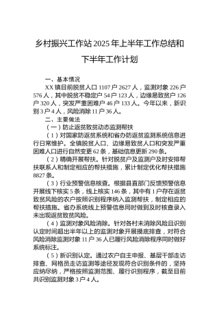 乡村振兴工作站2025年上半年工作总结和下半年工作计划
