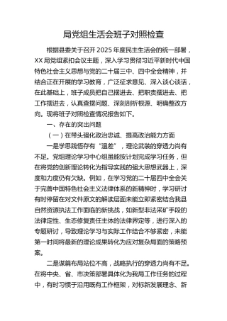 领导班子2025年度民主生活会对照检查5700字