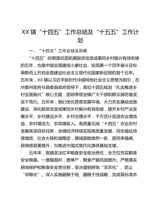 XX镇“十四五”工作总结及“十五五”工作计划