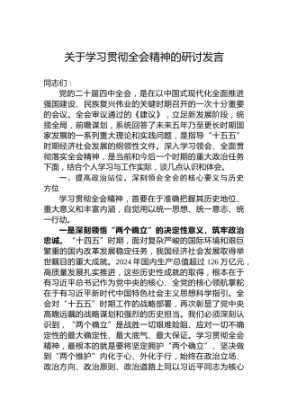 关于学习贯彻全会精神的研讨发言