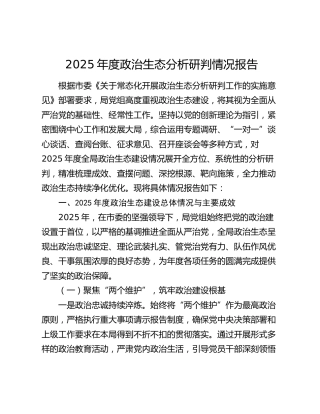 2025年度政治生态分析研判情况报告