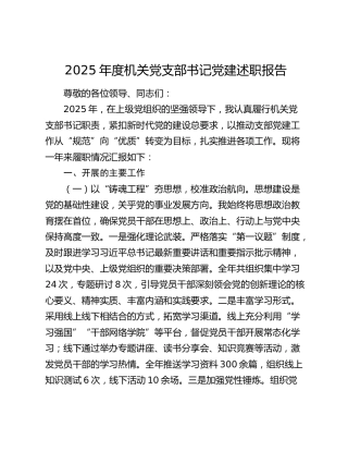 2025年度机关党支部书记党建述职报告