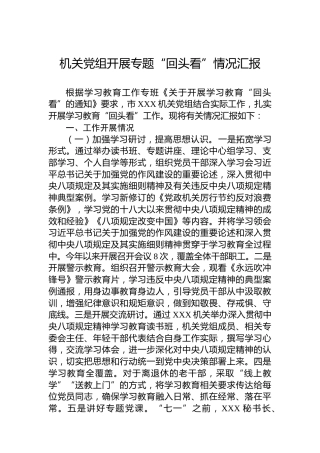 机关党组开展专题“回头看”情况汇报