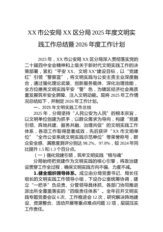 XX市公安局XX区分局2025年度文明实践工作总结暨2026年度工作计划