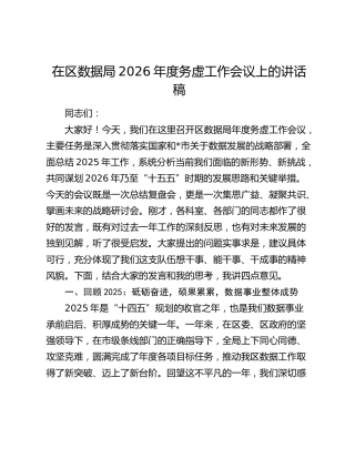 在区数据局2026年度务虚工作会议上的讲话稿