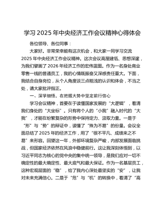 学习2025年中央经济工作会议精神心得体会2