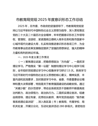 市教育局党组2025年度意识形态工作总结