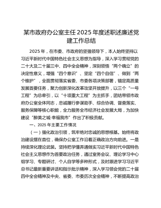 某市政府办公室主任2025年度述职述廉述党建工作总结