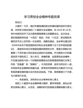 学习贯彻四中全会精神专题党课