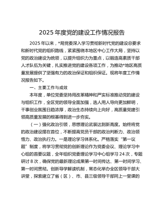 2025年度党的建设工作情况报告