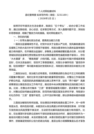 2025年纪委书记民主生活会发言提纲（五个带头）