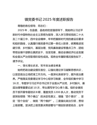 乡镇党委书记2025年度述职报告