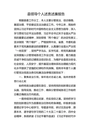 县领导个人述责述廉报告（分管政法、信访维稳、基层治理、平安建设及法治建设）