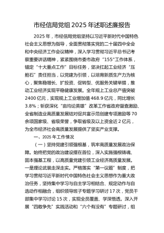市经信局党组2025年述职述廉报告1