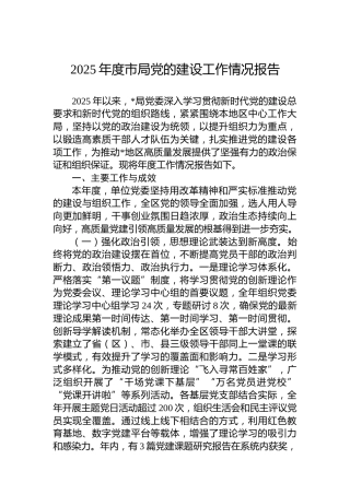 2025年度市局党的建设工作情况报告