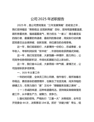 公司2025年述职报告