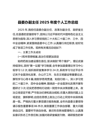 县委办副主任2025年度个人工作总结