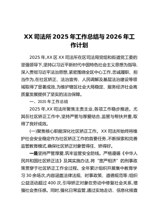 XX司法所2025年工作总结与2026年工作计划